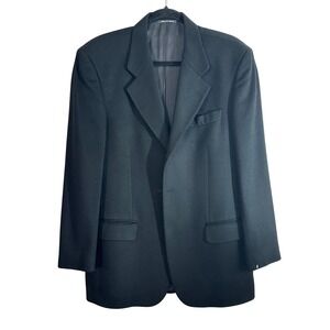 Movimento Mens Black Wool Blazer Jacket Made in Italy Two Button Sport Coat 44R